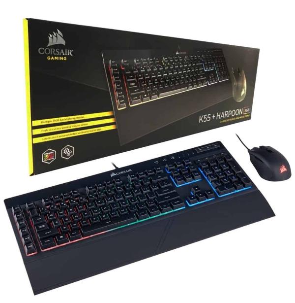 TECLADO Y MOUSE CORSAIR USB K55 RGB PRO + HARPOON CH-9226865-SP