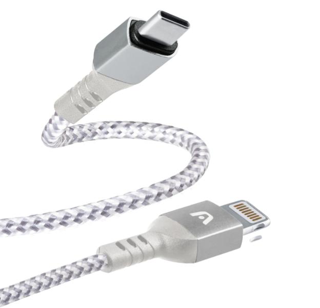 CABLE ARGOM DURA FORMA FAST CHARGE TYPE-C IPHONE NYLON BRAIDED 1.8M/6FT WHITE ARG-CB-0024WT