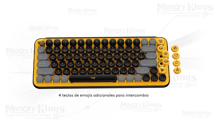 TECLADO LOGITECH POP KEYS INALAMBRICO WITH EMOJI KEYS BLAST YELLOW 920-010713