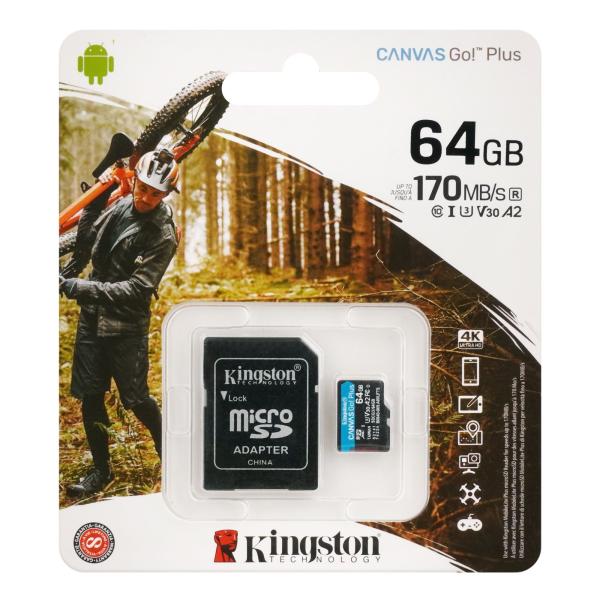 MEMORIA MICRO SD 64GB KINGSTON CANVAS GO PLUS 170R SDCG3/64GB