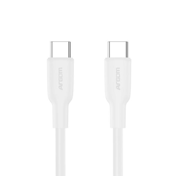 CABLE ARGOM DURA FLEX 65W PD FAST CHARGUE TYPE-C TO TYPE-C SILICONE 1.8M/6FT WHITE ARG-CB-0070WT