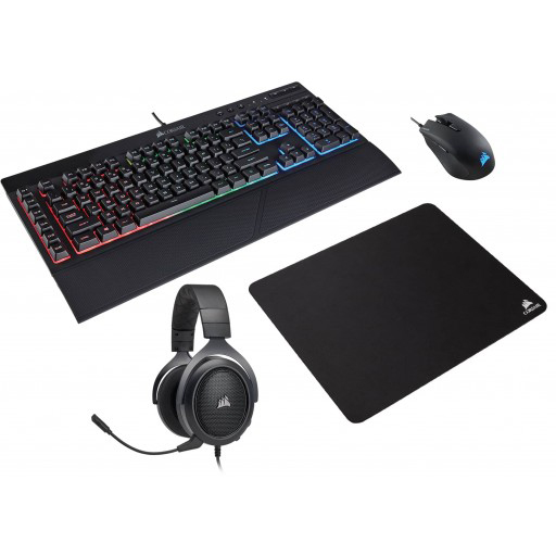 KIT CORSAIR 4 IN 1 TECLADO K55 RGB PRO + MOUSE HARPOON RGB PRO + HEADSET HS50 PRO + MOUSE PAD MM110