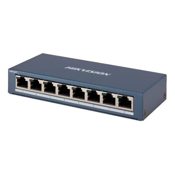 SWITCH 8 PUERTOS HIKVISION L2. UNMANAGED. 8 GIGABIT RJ45 PORTS. DESKTOP PLASTIC DS-3E0508-E (O-STD) 301801288