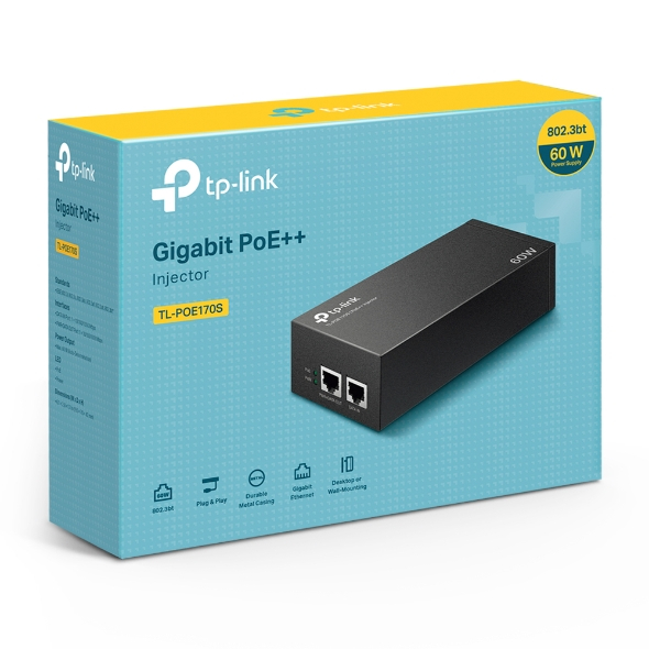 ADAPTADOR TP LINK POE++INJECTOR 2-GIGABIT TP-POE170S(UN)