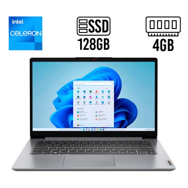 LAPTOP LENOVO IDEAPAD 1 14" CELERON N4020 4GB 128GB SSD WINDOWS 11 INGLES GRIS GRIS 82V6007ECF